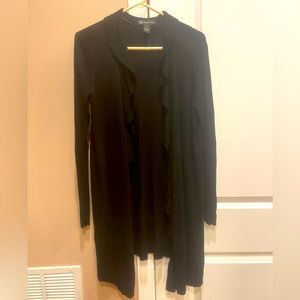 INC International Concept long black open front cardigan